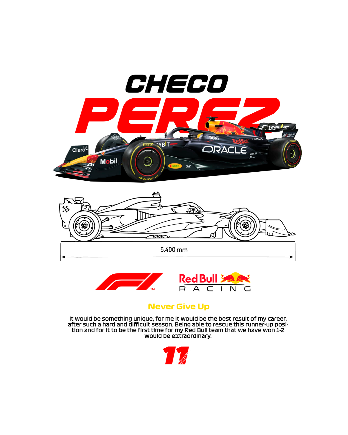 Checo Perez Red Bull Racing F1 Racing Graphic T-Shirt