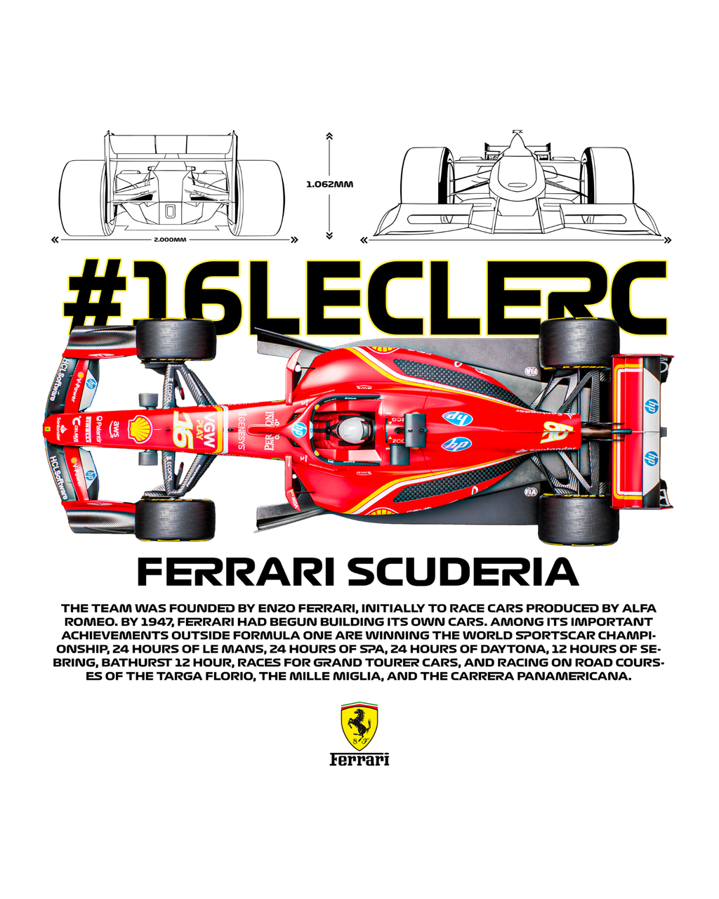 Leclerc Ferrari Scuderia F1 Racing Graphic T-Shirt