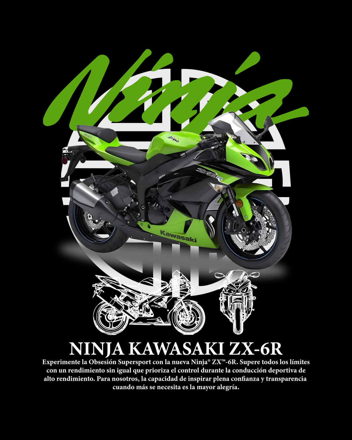Kawasaki Ninja ZX-6R Motorcycle Graphic T-Shirt