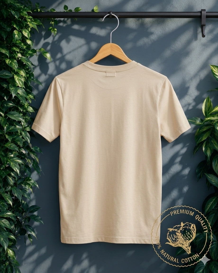 Beige Plain Cotton T-Shirt