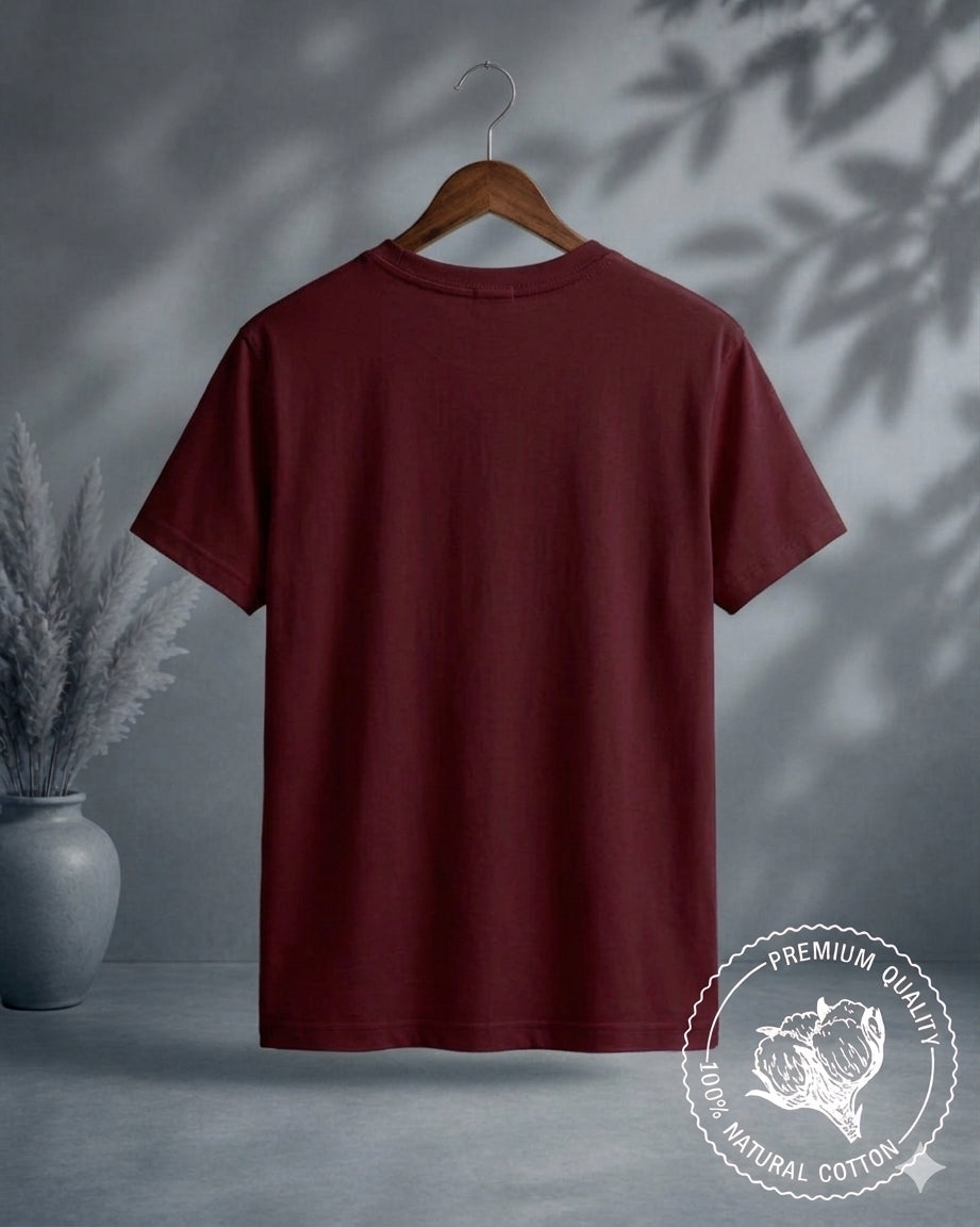 Maroon Plain Cotton T-Shirt