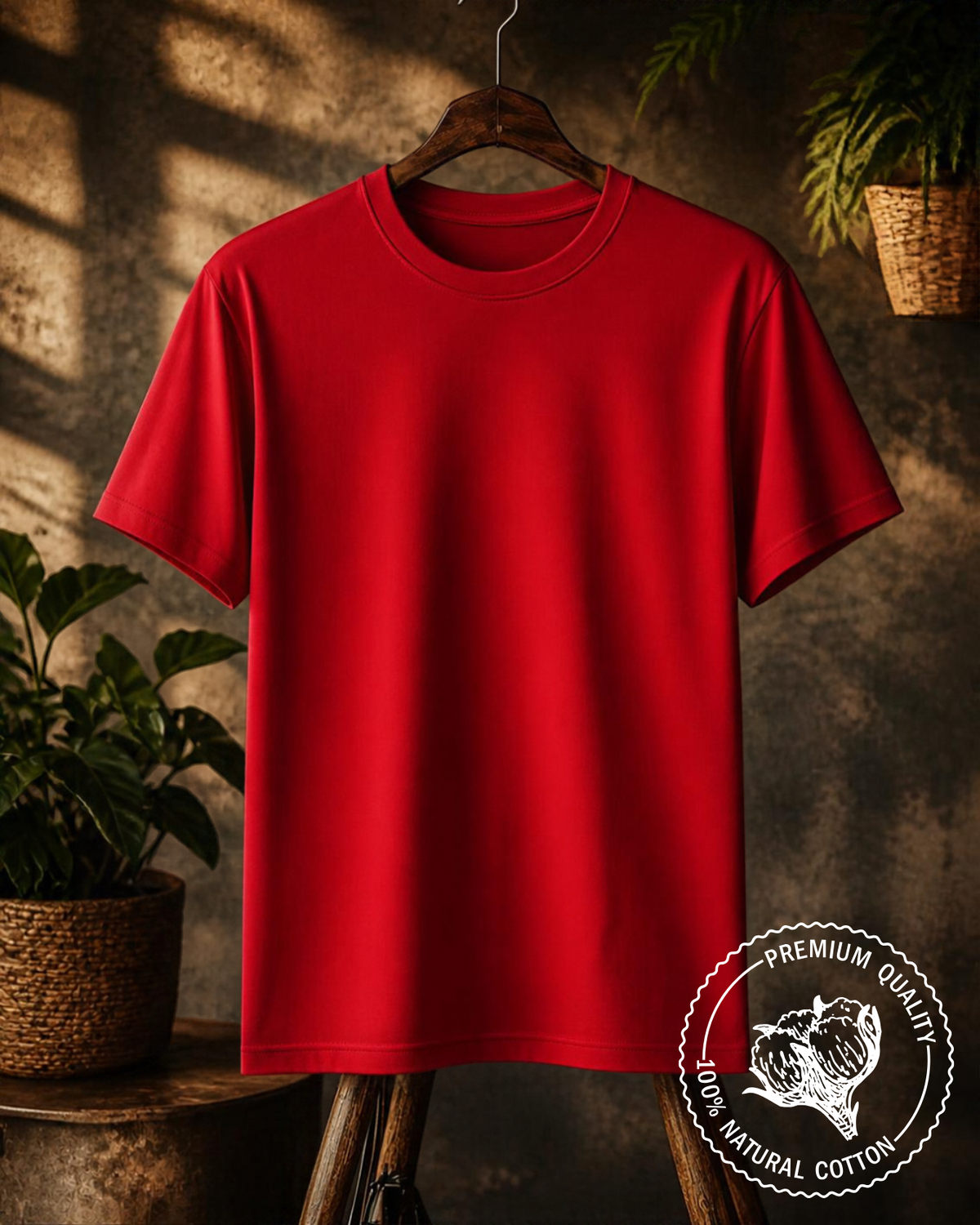 Red Plain Stretchable T-Shirt