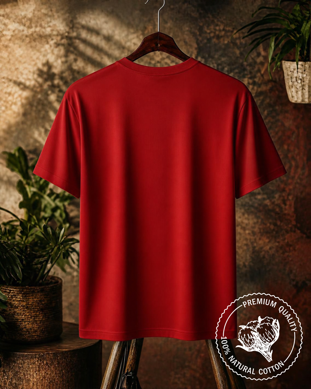 Red Plain Stretchable T-Shirt