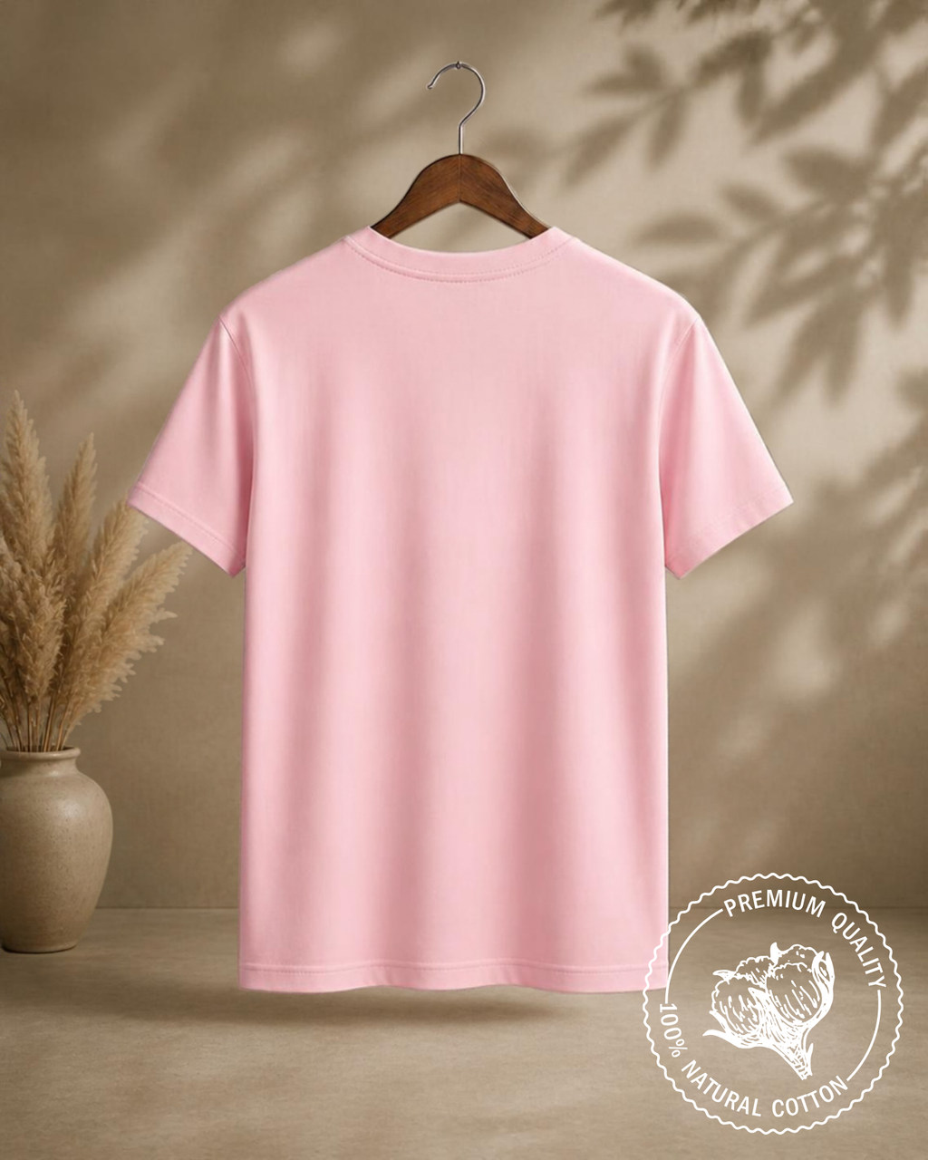 Light Pink Plain Stretchable T-Shirt