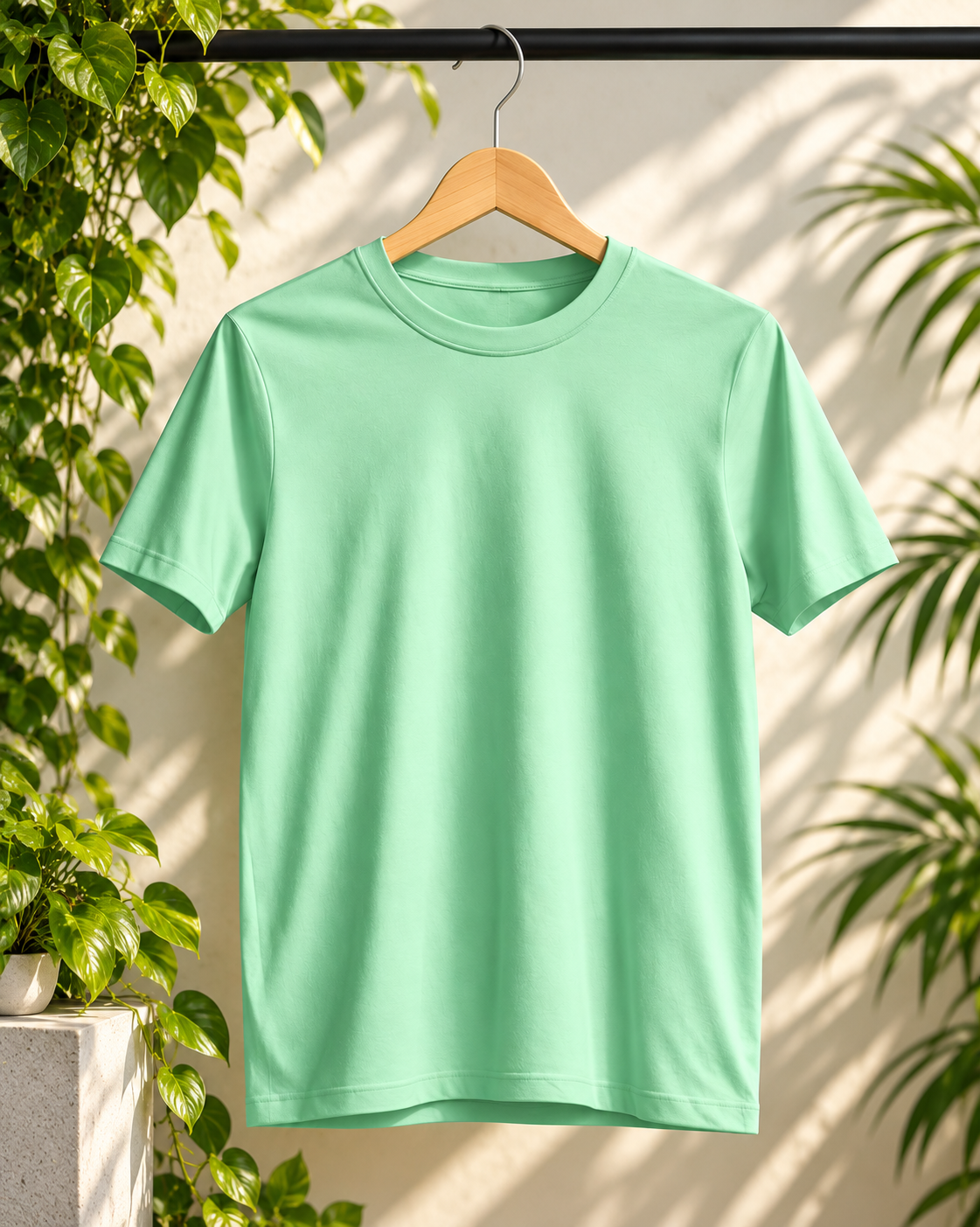 Light Mint Plain Stretchable T-Shirt